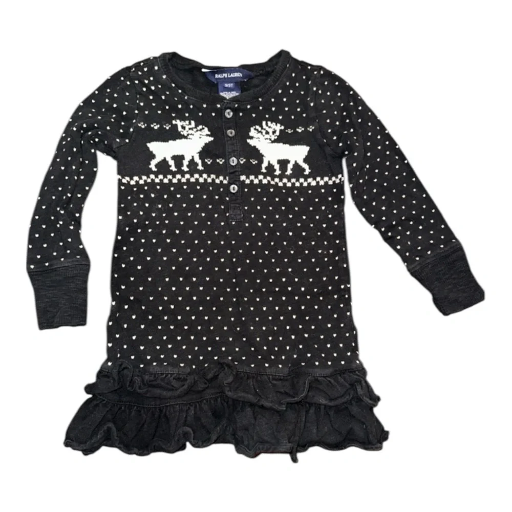 Ralph Lauren Holiday Knit Sweater Dress Toddler Girl Size 3T